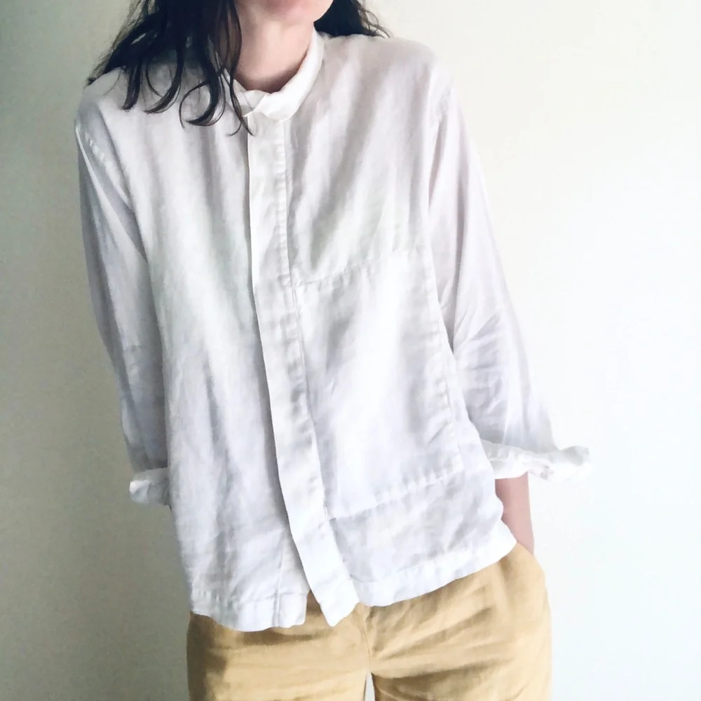Eskandar 100% linen white button down - Picture 4 of 16